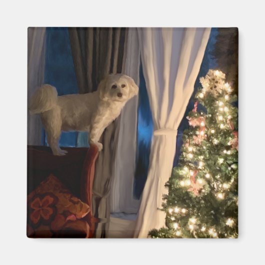 Koelkast Magnet Waiting for Santa Paws (Voorkant)