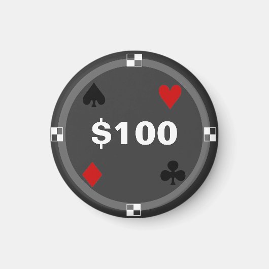 Koelkast Poker LABEL Spelen Chip - $100 Magneet (Voorkant)