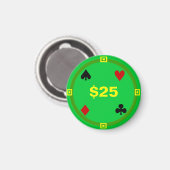Koelkast Poker LABEL Spelen Chip - $25 Magneet (Voorkant / Achterkant)