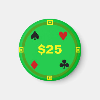 Koelkast Poker LABEL Spelen Chip - $25 Magneet