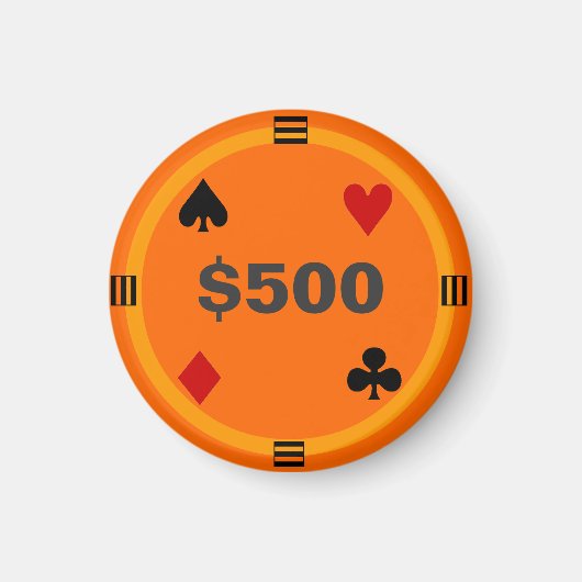 Koelkast Poker LABEL Spelen Chip - $500 Magneet (Voorkant)