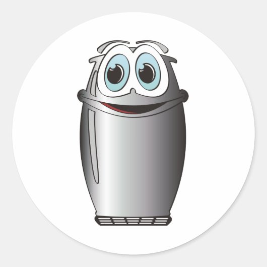 Koelkast roestvrij staal Cartoon Ronde Sticker (Voorkant)