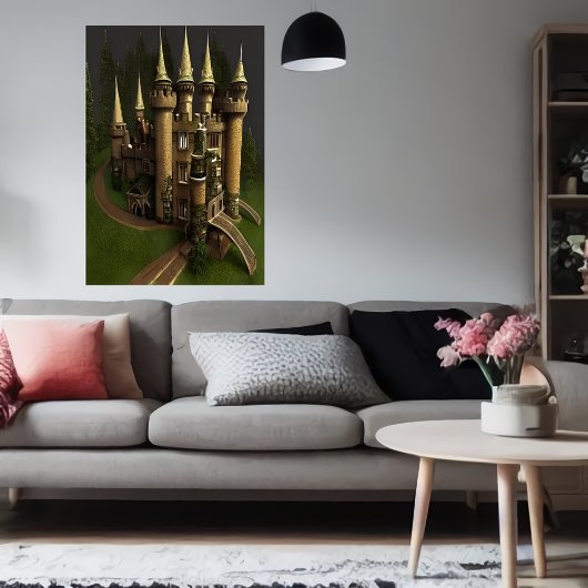 Koelkasteel in het bos | AI Art Poster