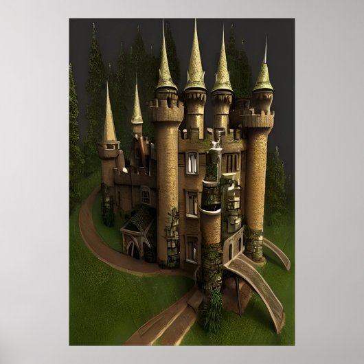 Koelkasteel in het bos | AI Art Poster (Voorkant)