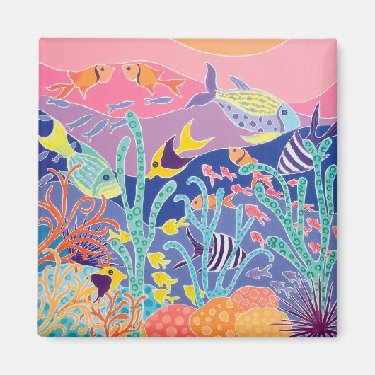 Koelkastkunst: Stripy zwemmers Magneet (Voorkant)