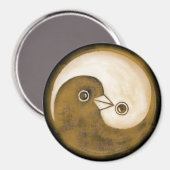 Koelkastmagneet met gouden YinYang vredesduiven. Magneet (Voorkant / Achterkant)