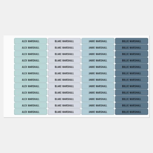 Koelkleurgecodeerde Kinder waterdichte labels (Vel)