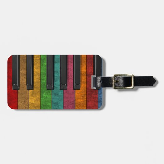 Koelkleurig antiek grijnsteeneffect piano bagagelabel (Voorkant horizontaal)