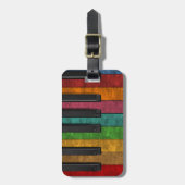 Koelkleurig antiek grijnsteeneffect piano bagagelabel (Voorkant verticaal)