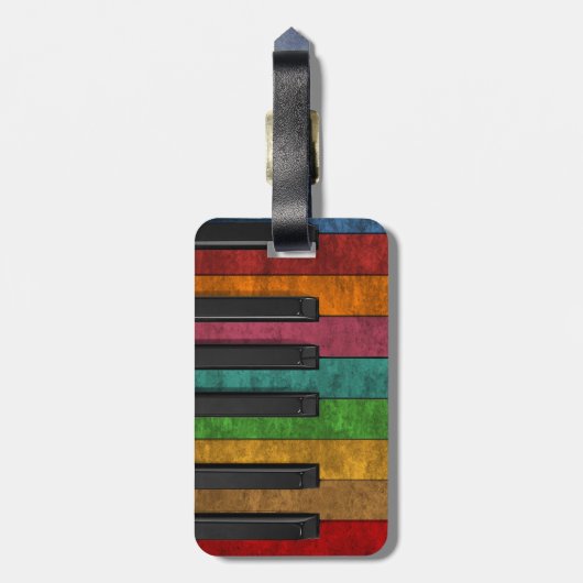 Koelkleurig antiek grijnsteeneffect piano bagagelabel (Achterkant verticaal)