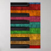 Koelkleurig antiek grijnsteeneffect piano poster (Voorkant)