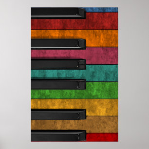 Koelkleurig antiek grijnsteeneffect piano poster