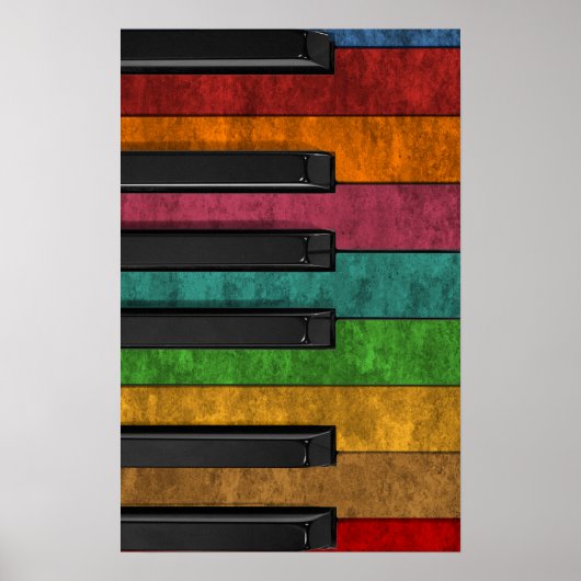 Koelkleurig antiek grijnsteeneffect piano poster (Voorkant)