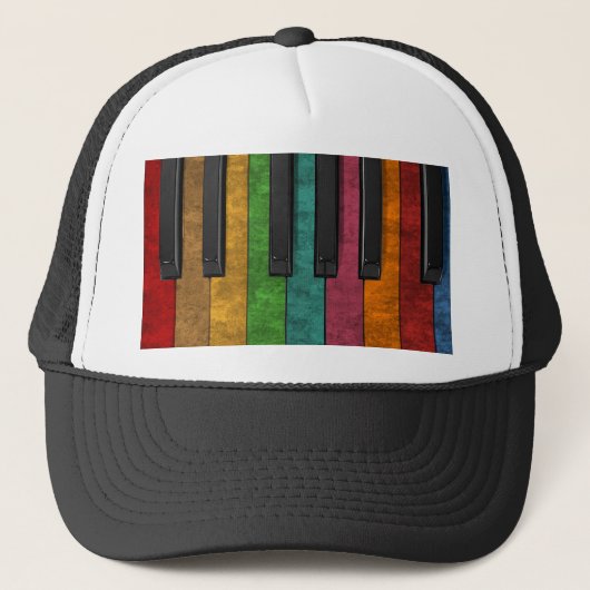 Koelkleurig antiek grijnsteeneffect piano trucker pet (Voorkant)