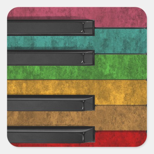 Koelkleurig antiek grijnsteeneffect piano vierkante sticker (Voorkant)