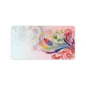 Koelkleurige zomerkleuren zwenken bloemen etiket (Voorkant)