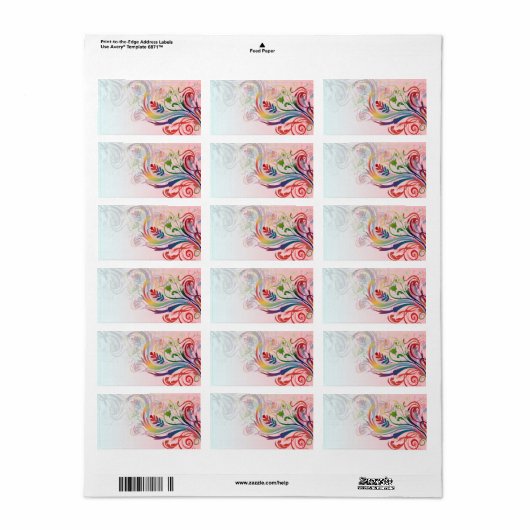 Koelkleurige zomerkleuren zwenken bloemen etiket (Full Sheet)