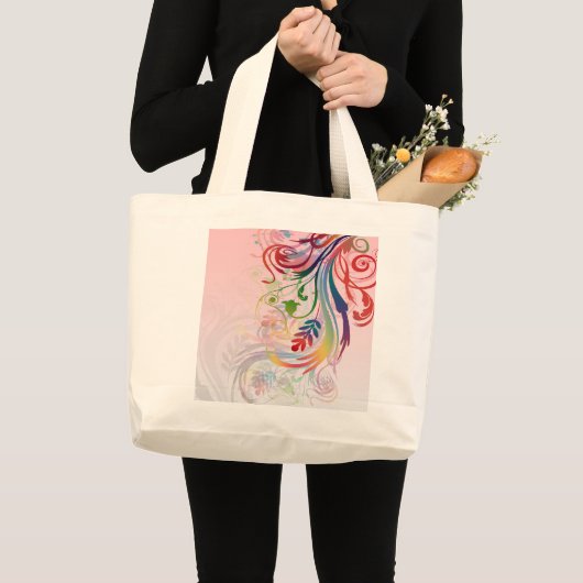 Koelkleurige zomerkleuren zwenken bloemen grote tote bag (Voorkant (product))