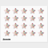 Koelkleurige zomerkleuren zwenken bloemen ster sticker (Vel)
