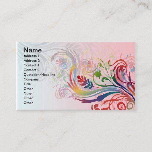 Koelkleurige zomerkleuren zwenken bloemen visitekaartje (Voorkant)