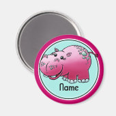 Koelmagneet, Naam Sjabloon, Leuke Hippo Magneet (Voorkant / Achterkant)