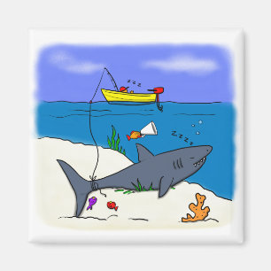 Koelmagneten voor de cartoon van de haaienvisserij magneet