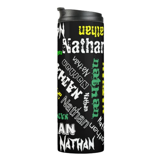 Koelnaam Collage Moderne Typografie Aangepast Thermosbeker (Geroteerd rechts)