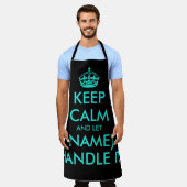 Koelneonblauw en zwart houden kalm barbecue schort (Gedragen)