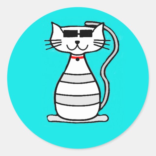 Koelpan met zonnebrillen ronde sticker (Voorkant)