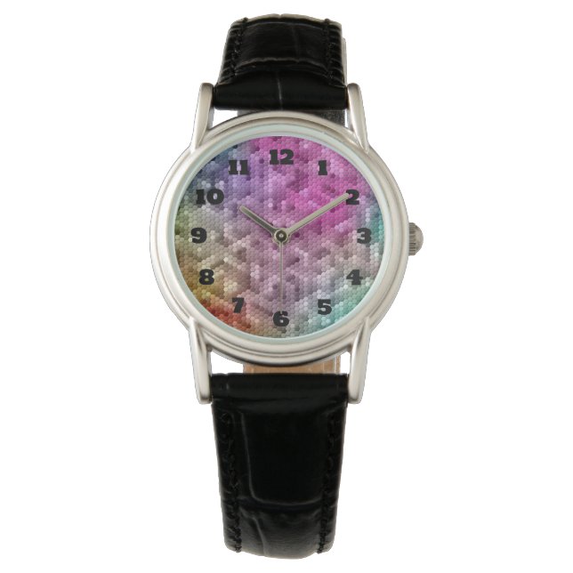 Koelregenboogkleurige mozaïek horloge (Voorkant)