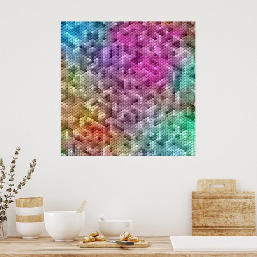 Koelregenboogkleurige mozaïek poster (Keuken)