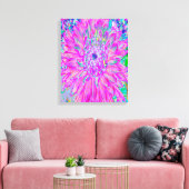 Koelroze, blauwe en Paarse Cactus Dahlia Explosion Canvas Afdruk (Insitu (Woonkamer))