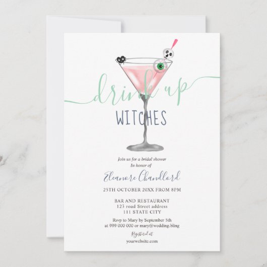 Koelroze cocktailwitjes Halloween vrijgezellenfees Kaart (Voorkant)