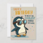 Koelste Chick Penguin Birthday Kaart (Voorkant)