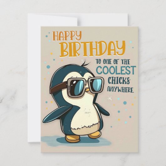 Koelste Chick Penguin Birthday Kaart (Voorkant)