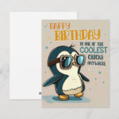 Koelste Chick Penguin Birthday Kaart (Voorkant / Achterkant)