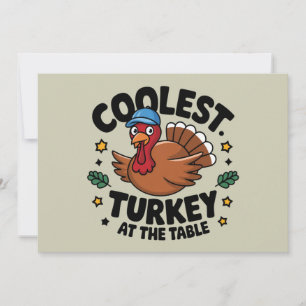 Koelste kalkoen aan tafel Thanksgiving-diner Feestdagenkaart