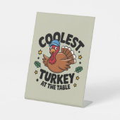 Koelste kalkoen aan tafel Thanksgiving Diner Reclamebord Met Voetstuk (Voorkant)