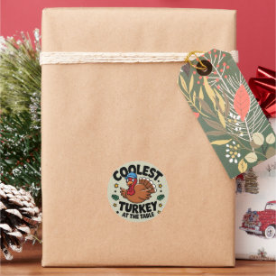 Koelste kalkoen aan tafel Thanksgiving diner Ronde Sticker