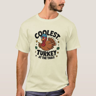 Koelste kalkoen aan tafel Thanksgiving diner T-shirt