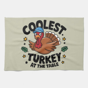Koelste kalkoen aan tafel Thanksgiving diner Theedoek