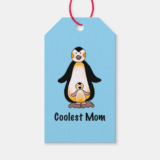 Koelste Moeder Pinguïn Familie Ontwerp Cadeaulabel (Voorkant)