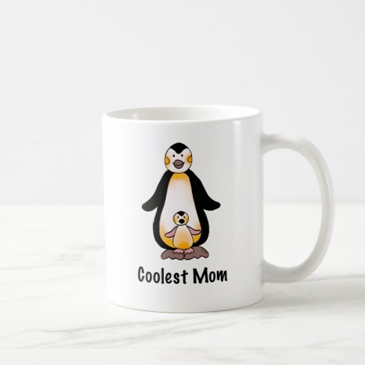 Koelste Moeder Pinguïnfamilie Ontwerp Koffiemok (Rechts)