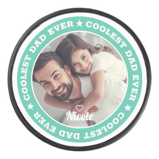 Koelste pap ooit Moderne Aangepaste Foto Hockey Puck (Voorkant)