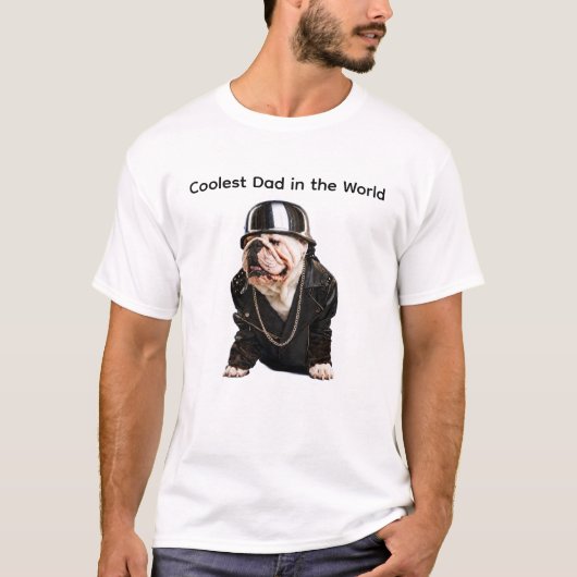 KOELSTE PAPA TER WERELD ENGELSE BULLDOG T-SHIRT (Voorkant)