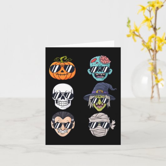 Koelste pomkin Halloween Skeleton Witch Vampire B Kaart (Gele Bloem)