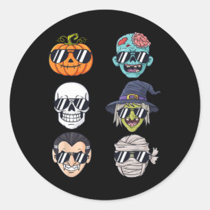 Koelste pomkin Halloween Skeleton Witch Vampire B Ronde Sticker