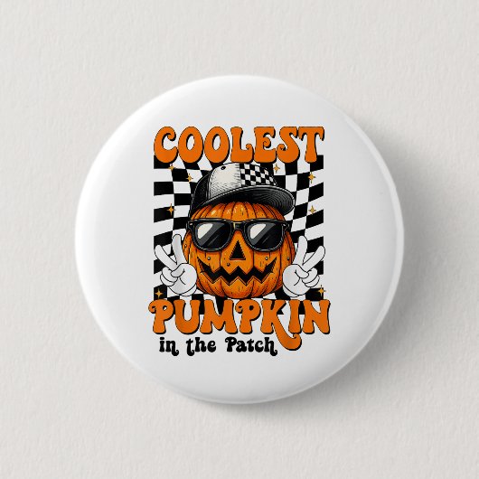Koelste pompoen in de patch Halloween Shirt Boy K Ronde Button 5,7 Cm (Voorkant)