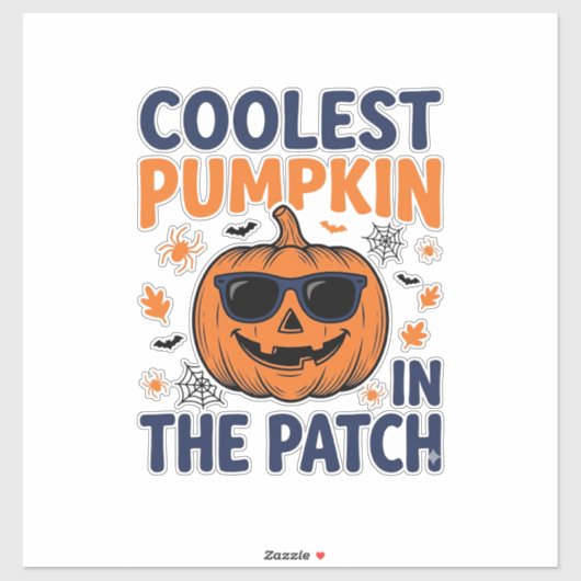 Koelste Pompoen in de Patch Halloween T-shirt_1 Sticker (Vel)