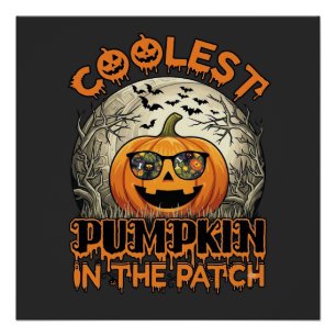 Koelste Pompoenveld Halloween Griezelige Zonnebril Perfect Poster